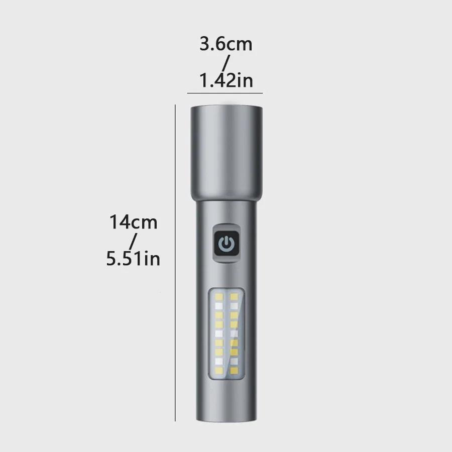 Powerful Portable LED Flashlights USB Rechargeable Flashlight with 6 Modes Red and White Lights Outdoor Camping Emergency Torch