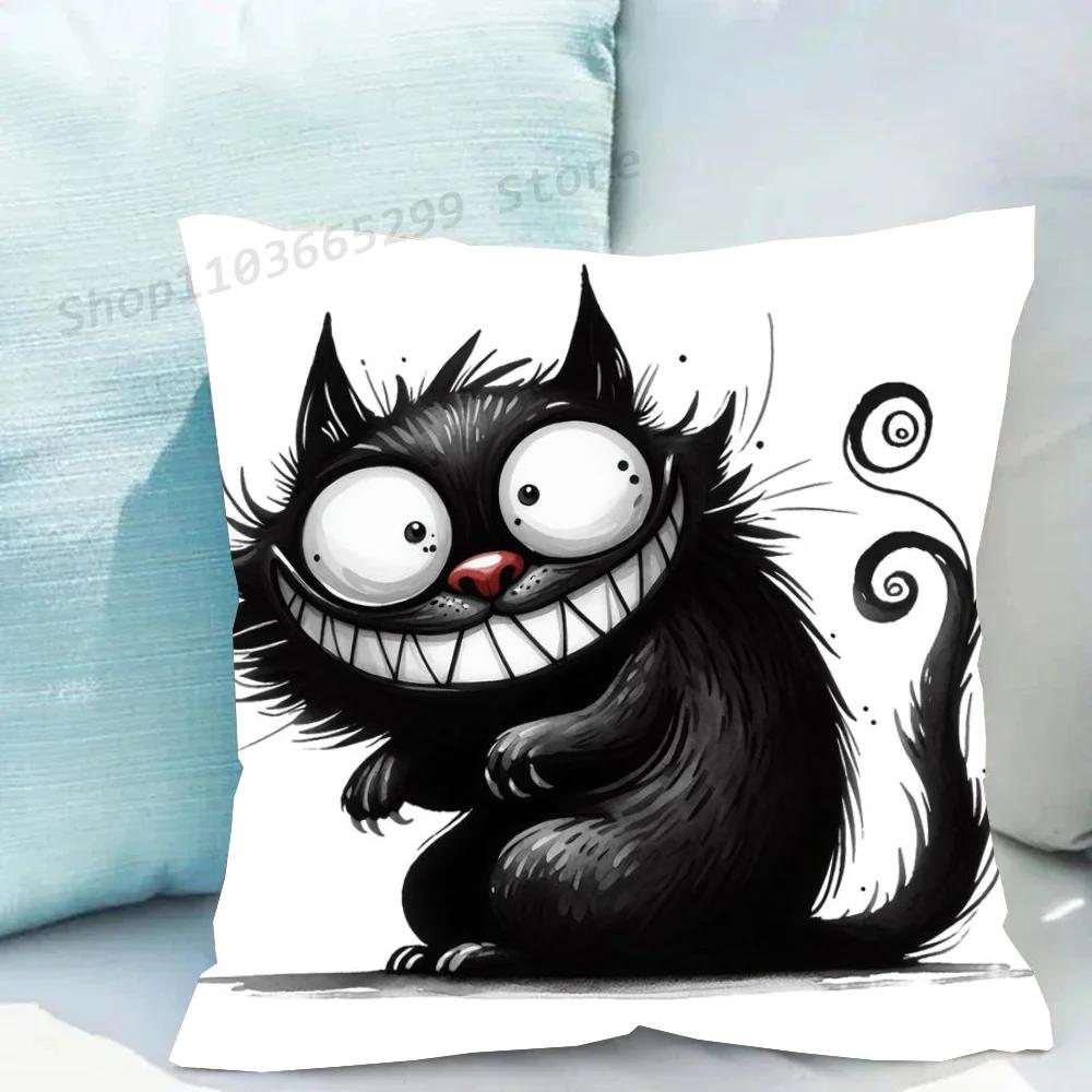 Black Cat Pillow Case Sofa Cushion Cover Room Home Decoration