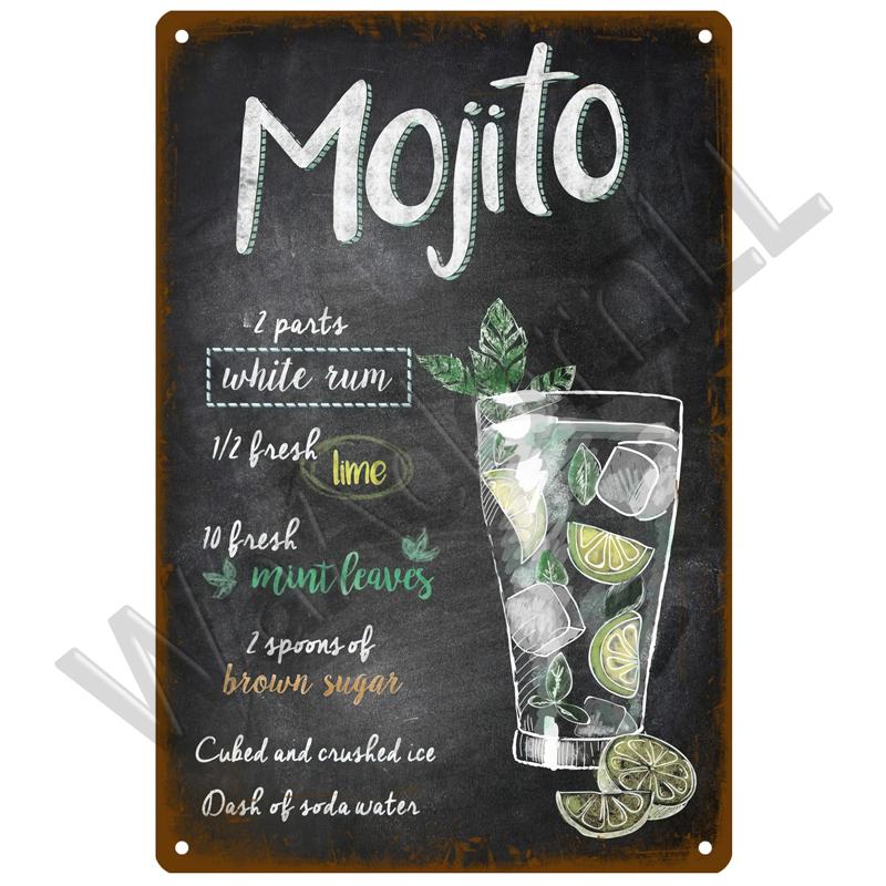 Metal Sign Vintage Tin Sign Decorations Gin Tonic Cocktail Plate Decorative Poster Plaque Retro Bar Kitchen Home Wall Decor