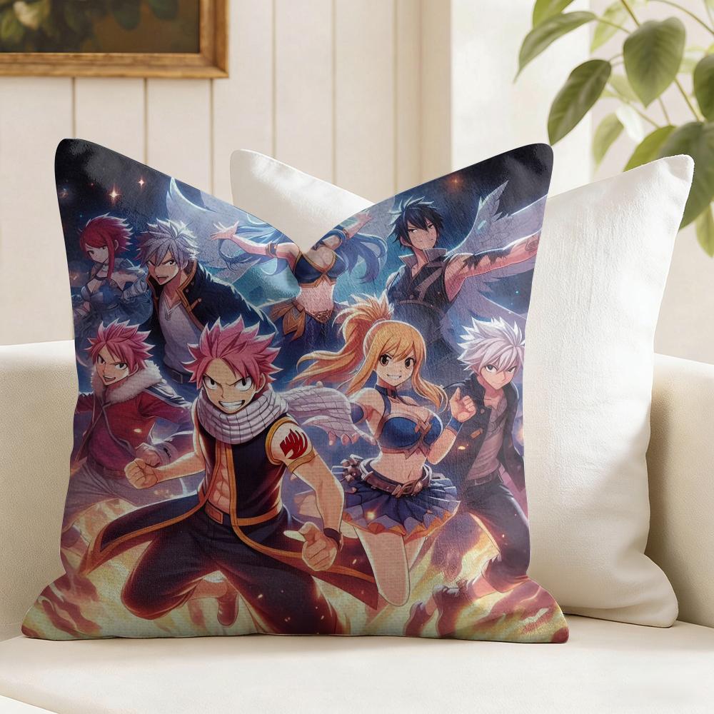 Anime FFAIRY TAIL Cushion Cover Natural Linen Double Sided Print Throw Pillow Case for Sofa Couch Home Decor