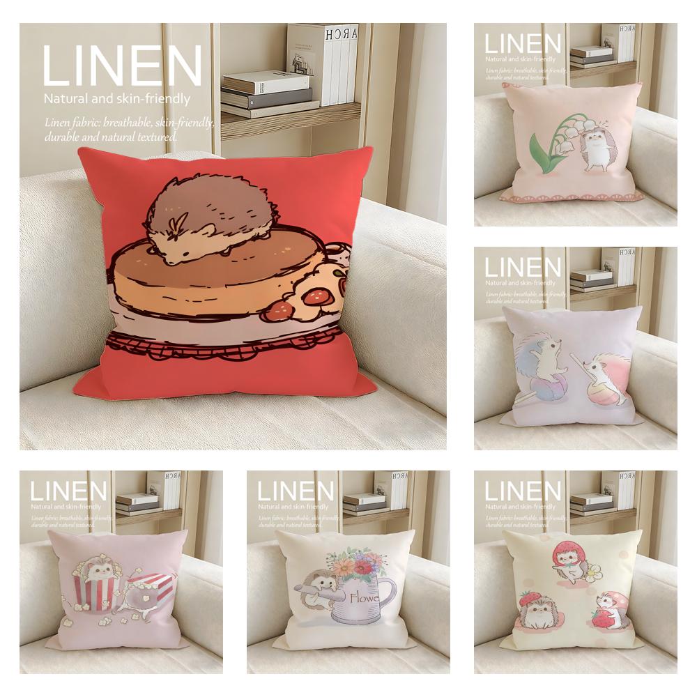 Cute Bokko Hedgehog Cushion Cover Pillowcase Set Pcs x x Breathable Washable Sofa Cushion Cover