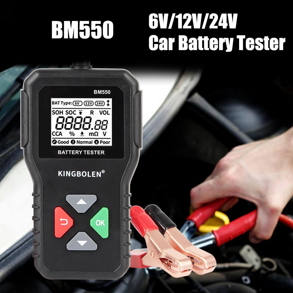 Black 6V 12V 24V Car Battery Tool Auto Battery Analyzer BM550 Battery System Detect 100-2000 CCA Car Battery Tester