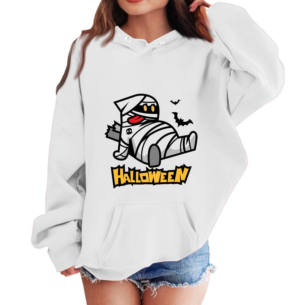 Kids' Halloween Printed Hoodie Casual Loose Fit Pullover Sweatshirt for Boys Girls