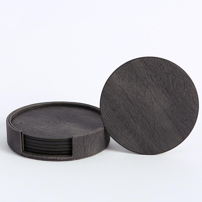 Round Double-Sided Leather Tea Coaster with Heat Insulation