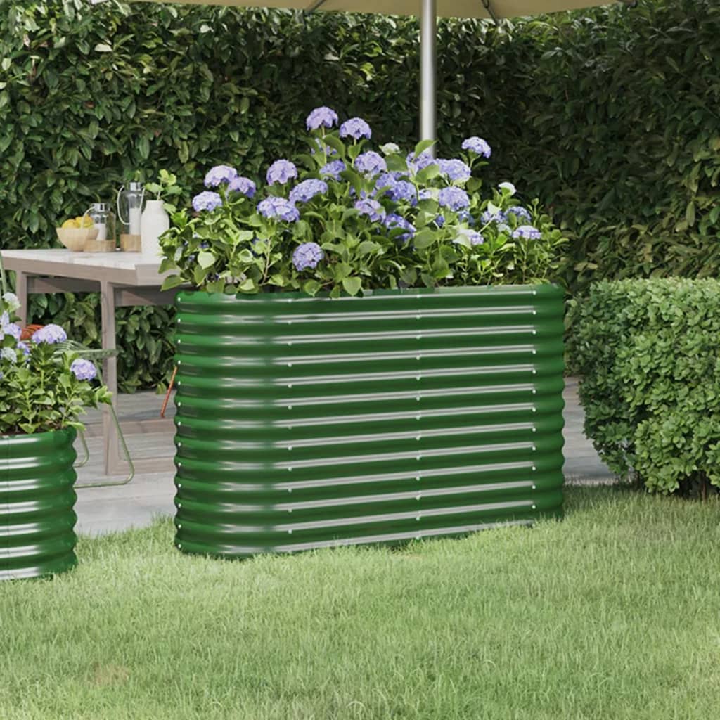 Raised Garden Bed Galvanized Steel 114 X 40 X 68 Cm Green