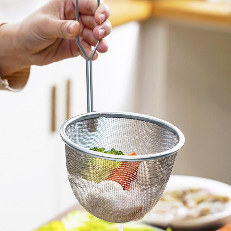 Stainless Steel Mesh Strainer Fine Mesh Durable Handle For Home Kitchen Noodle Frying Draining