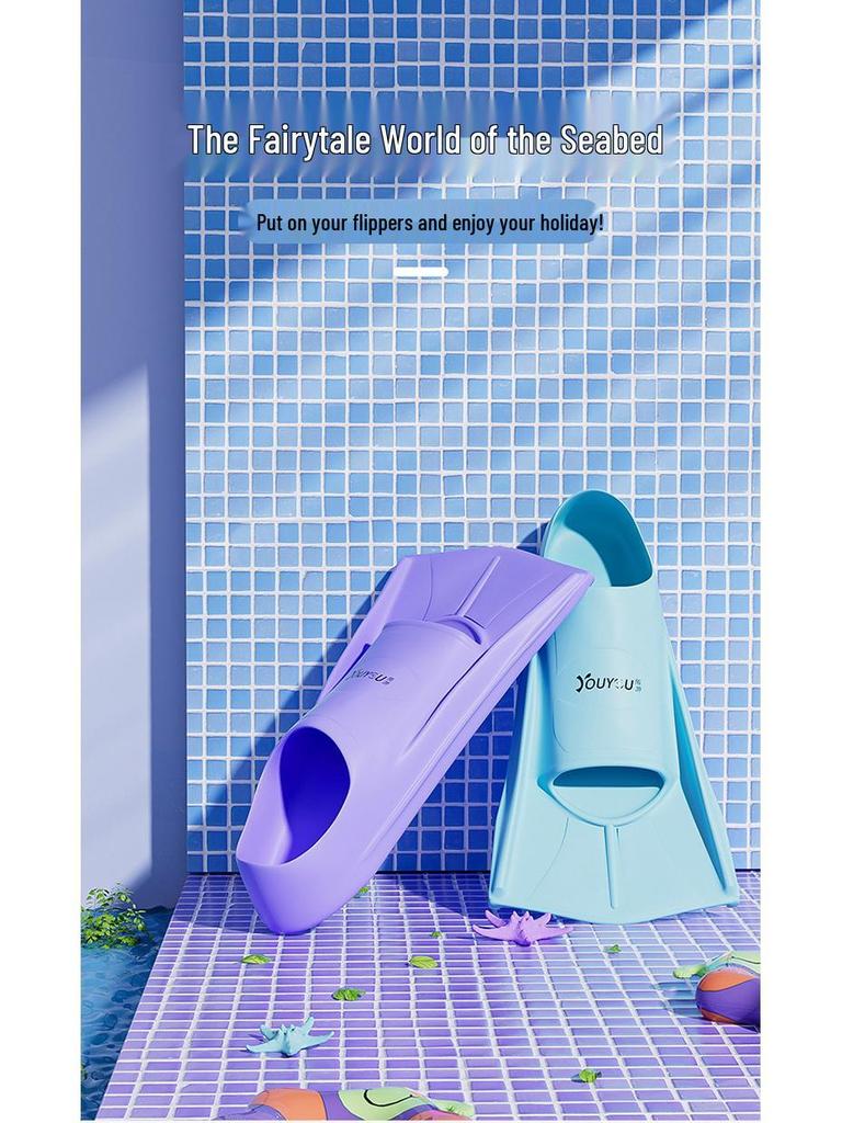 Women's and Children's Professional Short Swim Fins for Freestyle, Breaststroke, Snorkeling, and Diving