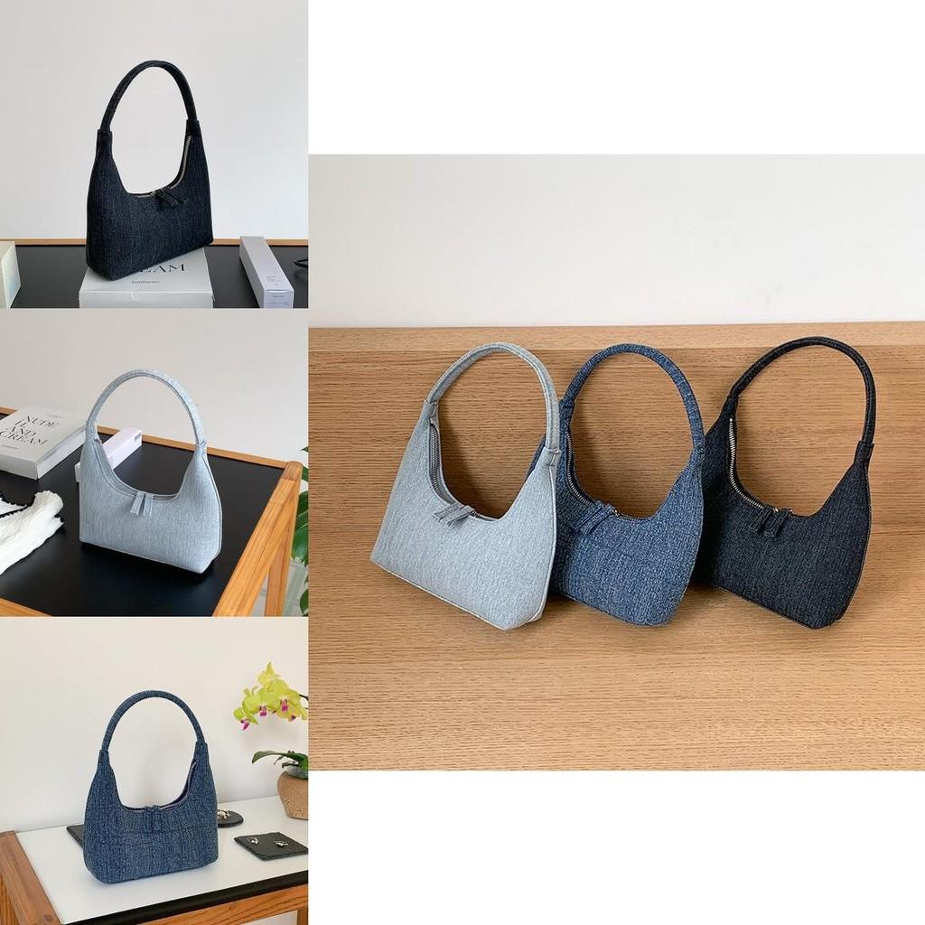 Elegant 2023 New Korean Style Moon Handbag Chic Denim Tote Bag For Women