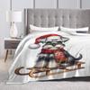 Miniature Schnauzer Dog On A Sled Blanket Soft Warm Flannel Throw Blanket Bedding for Bed Living room Picnic Travel Home Sofa