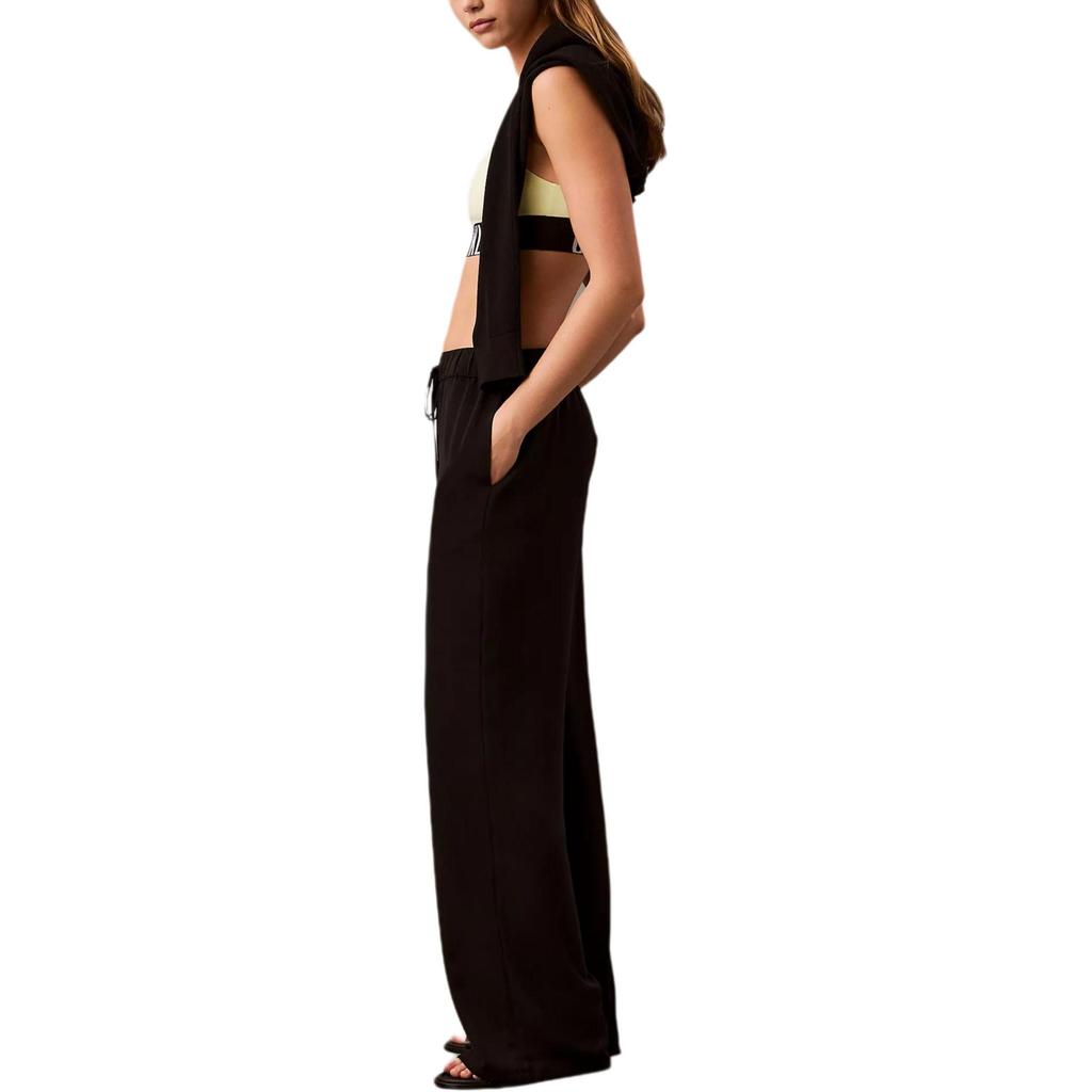 Calvin Klein Loose Fit High Waist Solid Color Casual Pants Women bottoms Black 44B606G-001