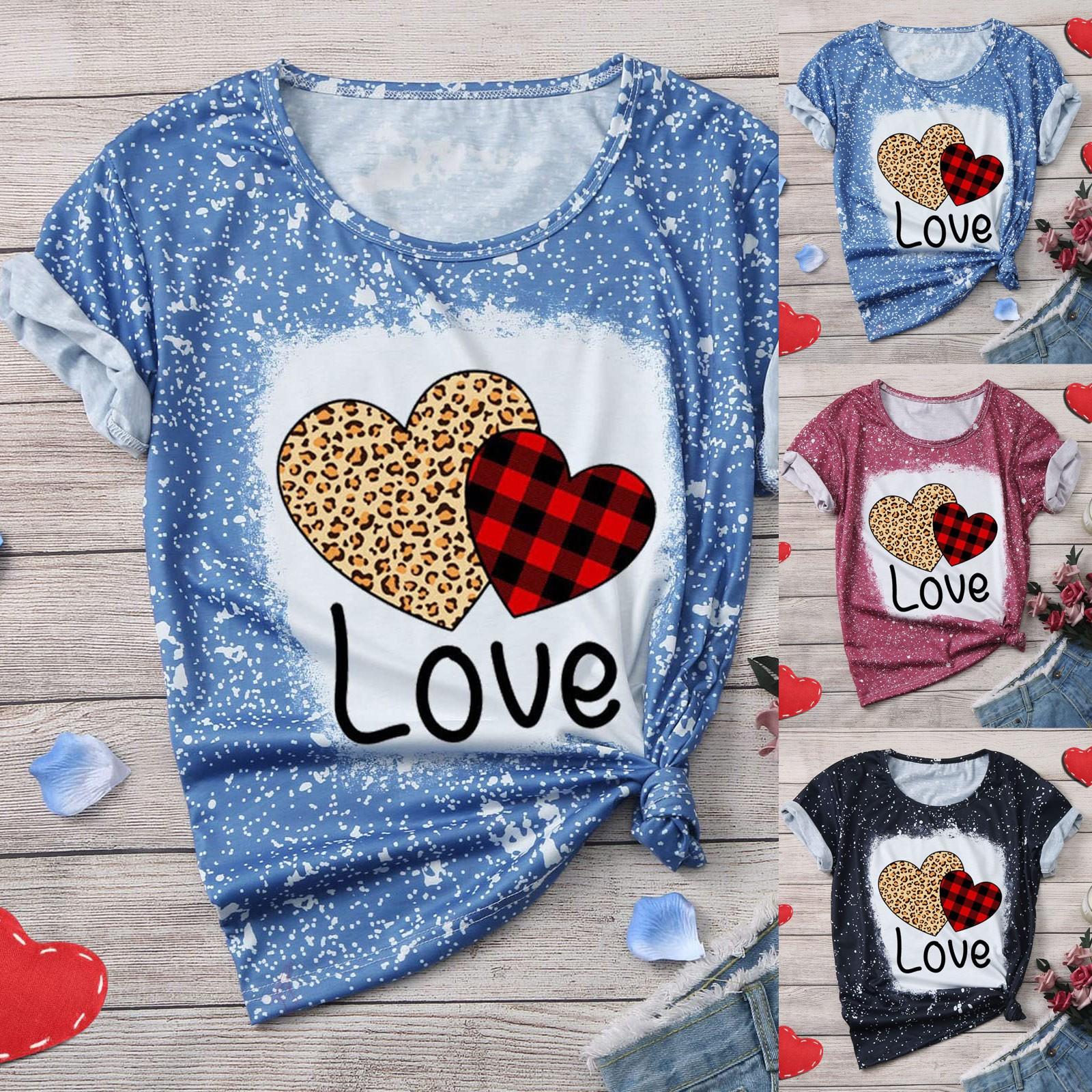 

Women s Casual Fashion Valentine s Day Print Pattern Short-sleeved T-shirt