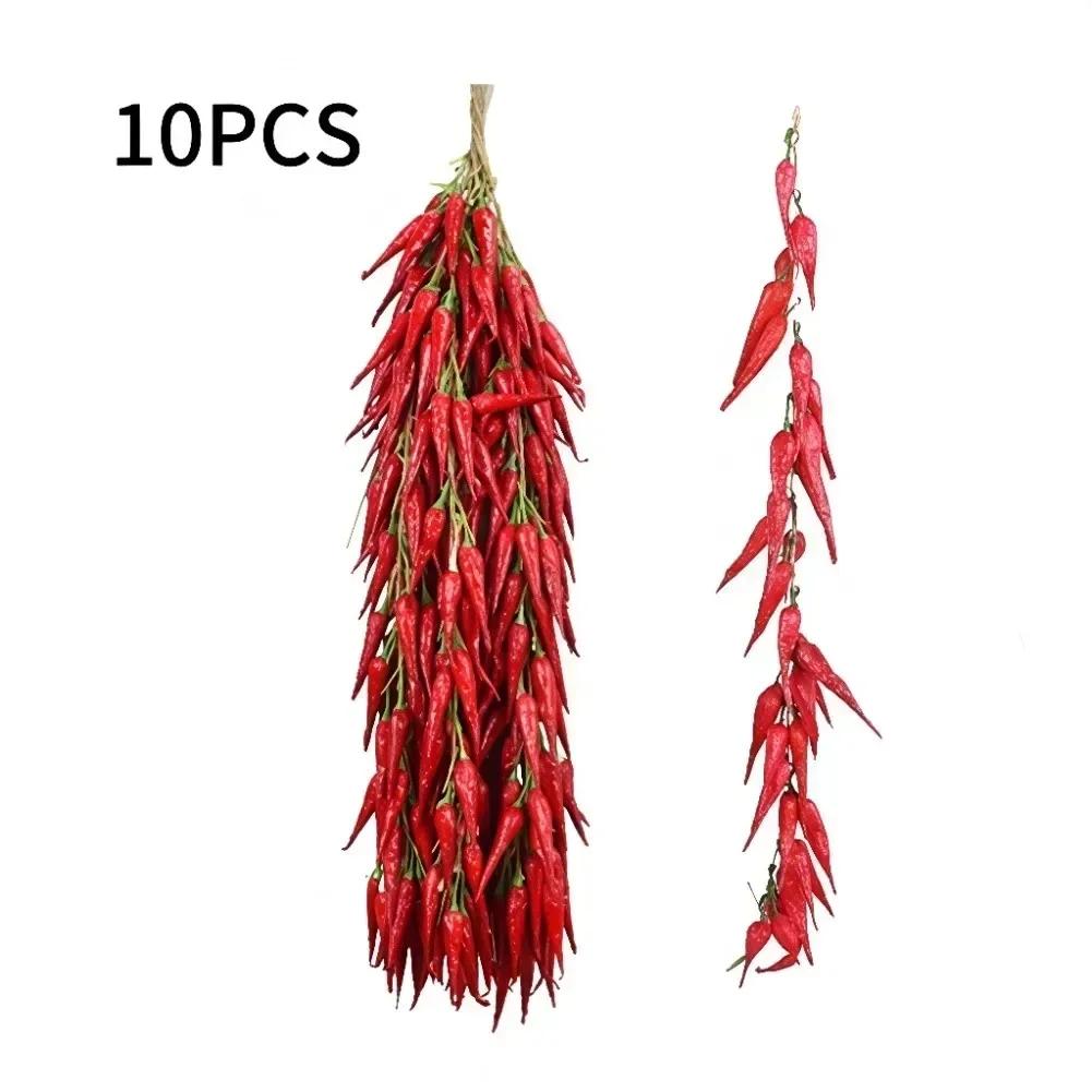 Artificial Vegetable Fake Chilli Pepper Garlic Bunch Hanging Ornaments For Home Kitchen Restaurant Decoration Photography Props