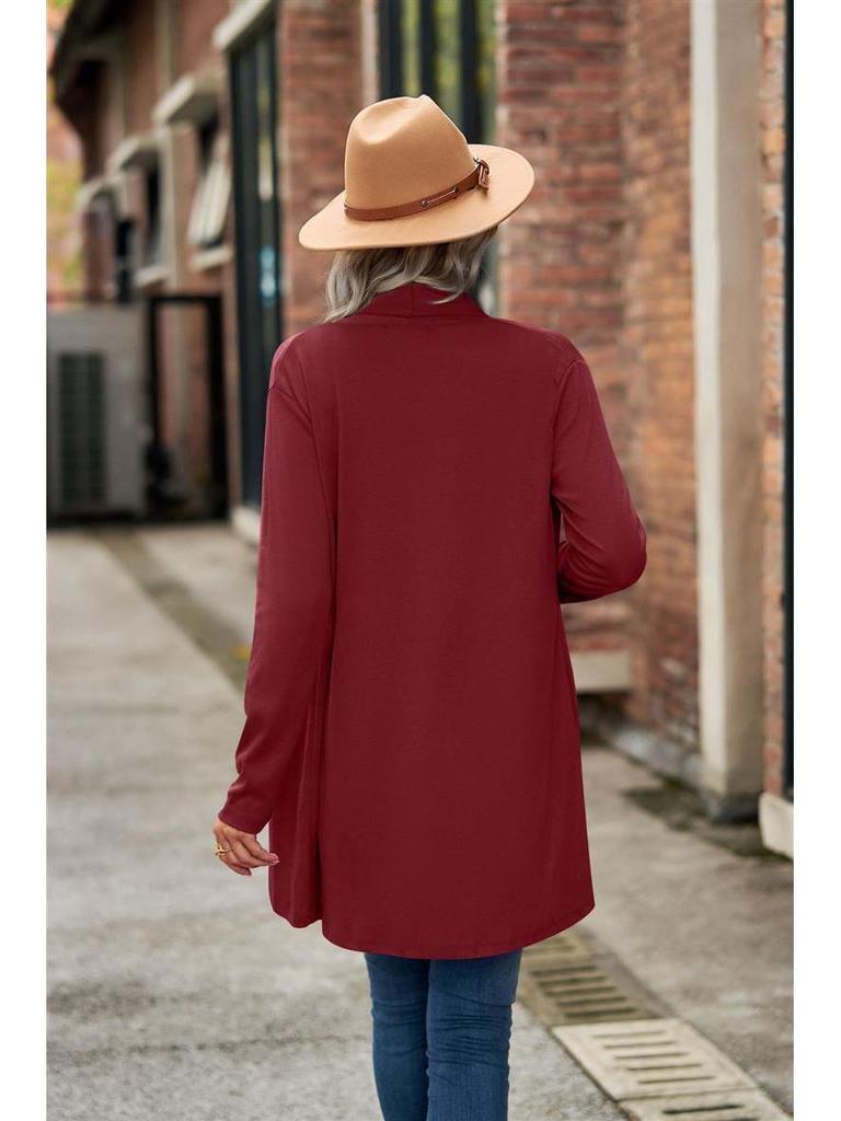 2025 European & American Autumn/Winter Women's Long-Sleeve Solid Color Loose Cardigan