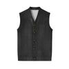 Herr V-ringad Ärmlös Stickad Koftaväst