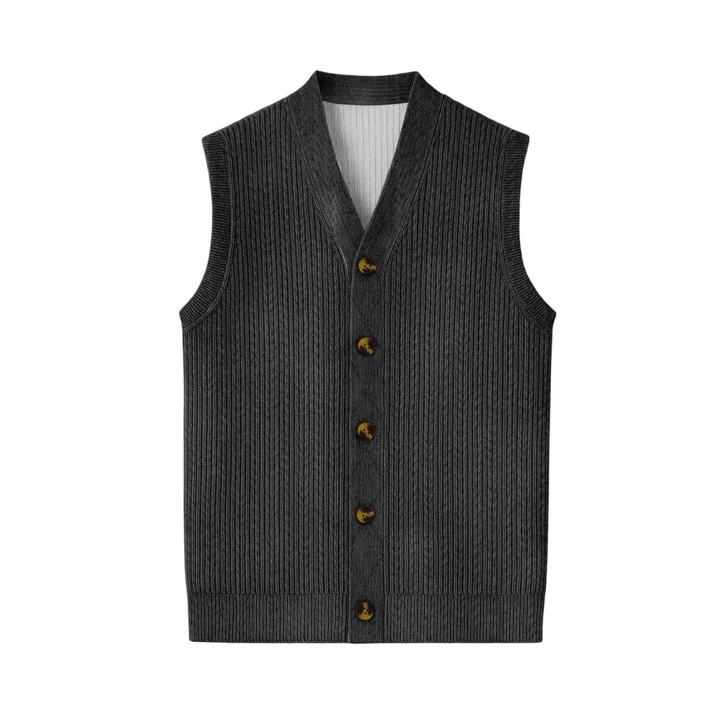 Herr V-ringad Ärmlös Stickad Koftaväst
