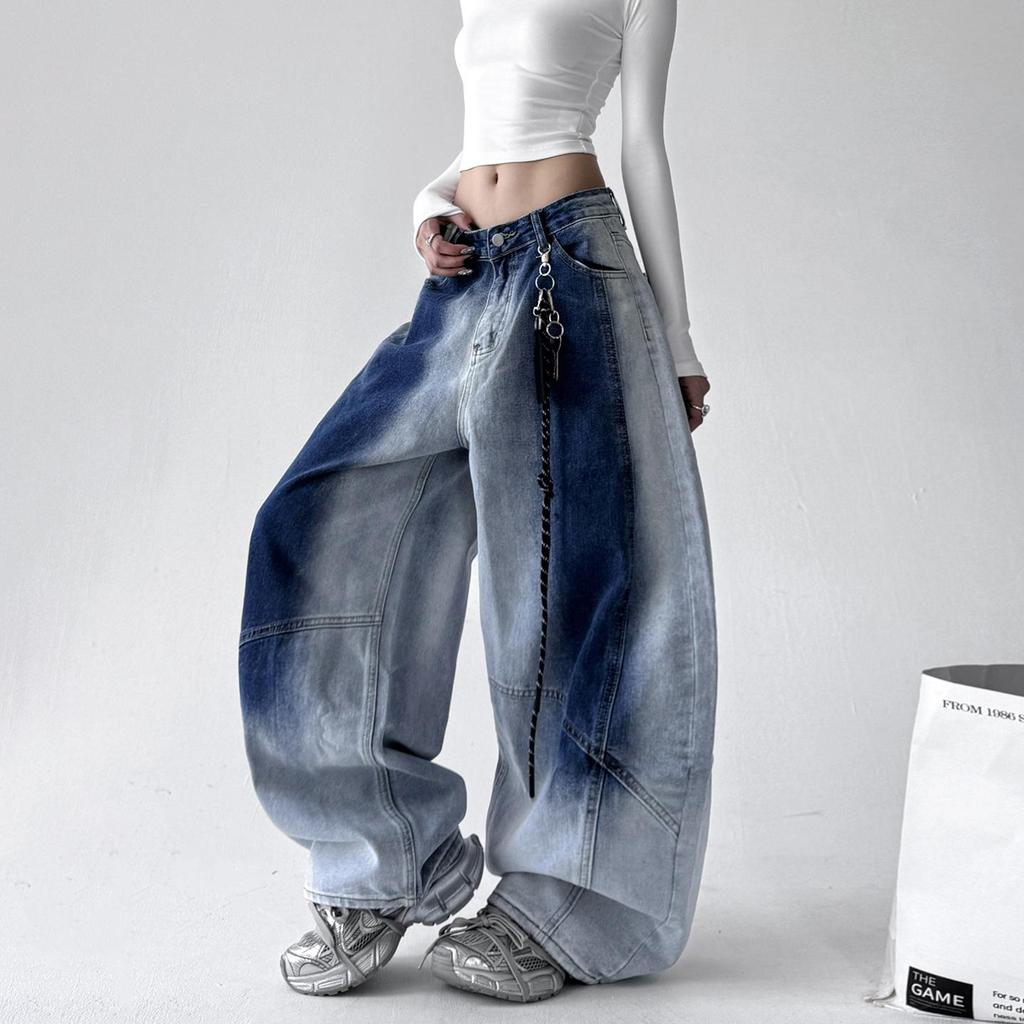 Summer Trendy Retro Gradient Loose Casual Denim Pants