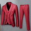 1 Set Men Suit Set Vest Coat Pants Formal Business Office Meeting Groom Wedding Clothes Long Sleeves Straight Solid
