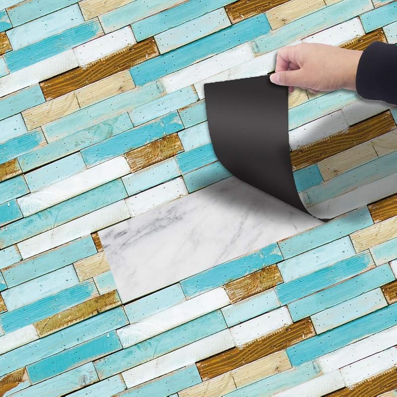 Wood Grain Peel and Stick Vinly Floor Wall Sticker, Non-Slip Tiles Transfer Sticker Roll for Floor Wall, Herringbone, 7.87x118inch