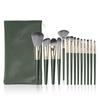 14-Piece Green Makeup Brush Set with Soft Bristles – Includes Powder, Foundation, and Blush Brushes.