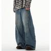 Womens High-Waisted Wide-Leg Denim Pants Loose Fit Vintage Style Fall