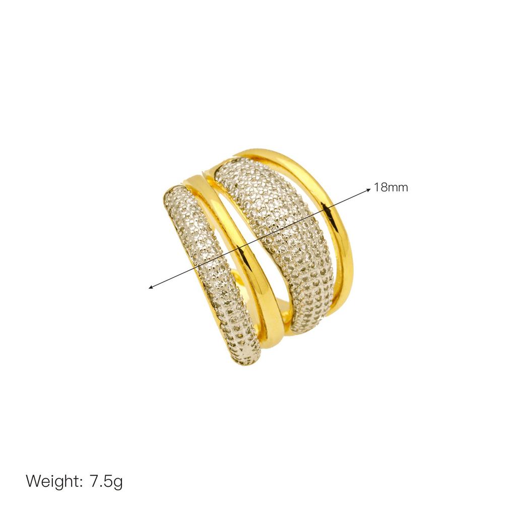 Copper Plated Zircon Double Color Love Peach Heart Oval Design Sense Open Ring Ring Women