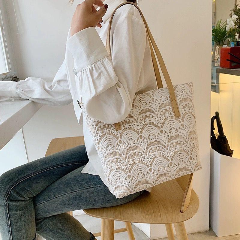 Torebka na ramię z koronki Nowa artystyczna torba płócienna Torebka