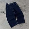 Vintage Washed Denim Jeans Unisex Fall Streetwear Embroidered Straight Leg Pants
