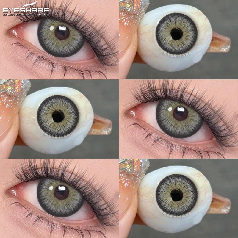 Eyeshare 1 Paar Große Schwarze Augen Kontaktlinsen 14,5 mm Farbige Kontaktlinsen Natürliches Braun Softlinsen Graue Pupillen