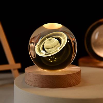 6 cm 3D-Kristallkugel, Kristallplanet, Nachtlicht, Lasergravur, Sonnensystem, Globus, Astronomie, Geburtstagsgeschenk, Heim- und Schreibtischdekoration