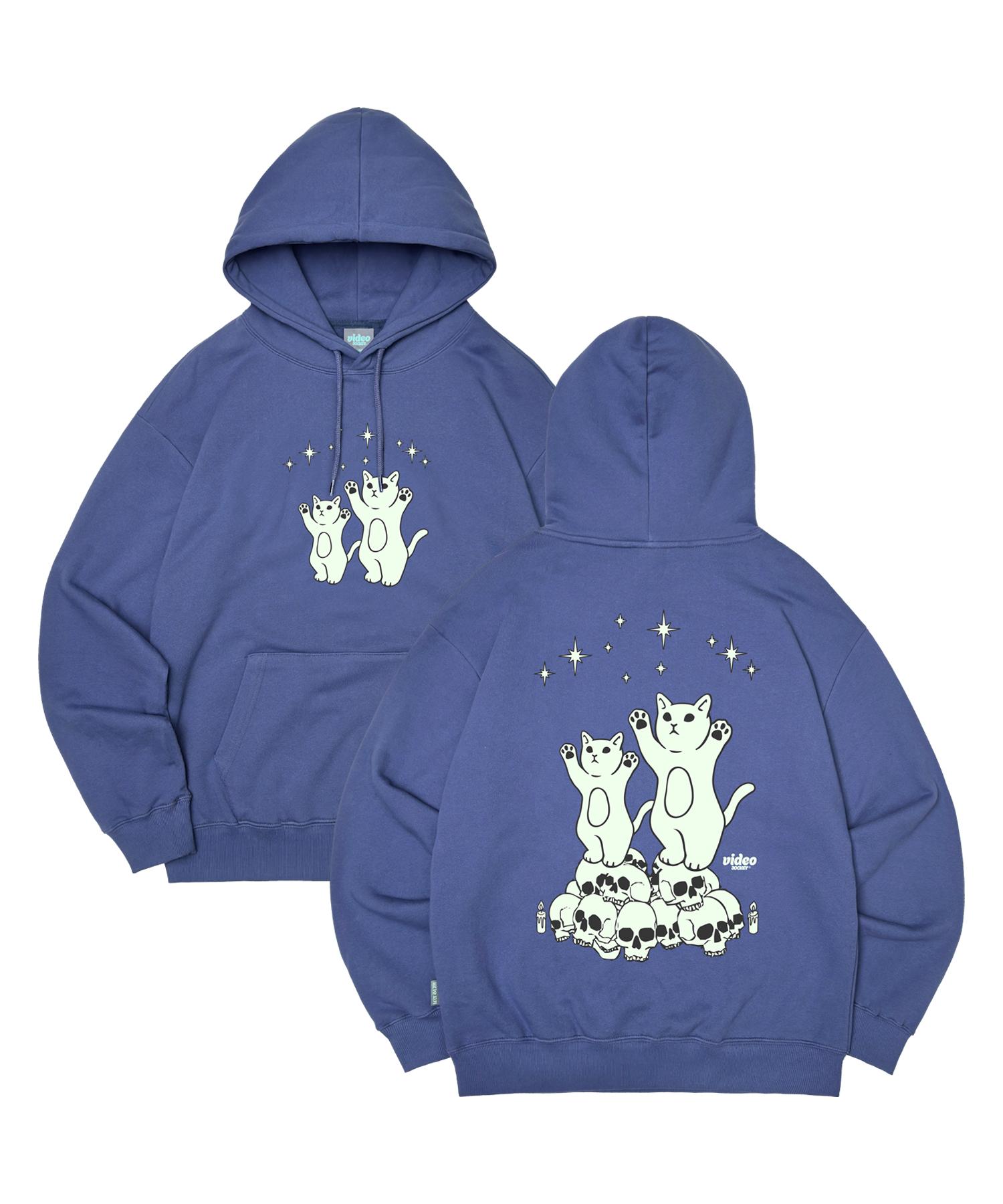 Video Jaki Glowing Cat At Night Hoodie [Purple Blue] M
