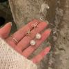 Rear Hanging Sparkling Zirconium Bow Pearl Earrings Femininity Fringed Stud Earrings Earrings