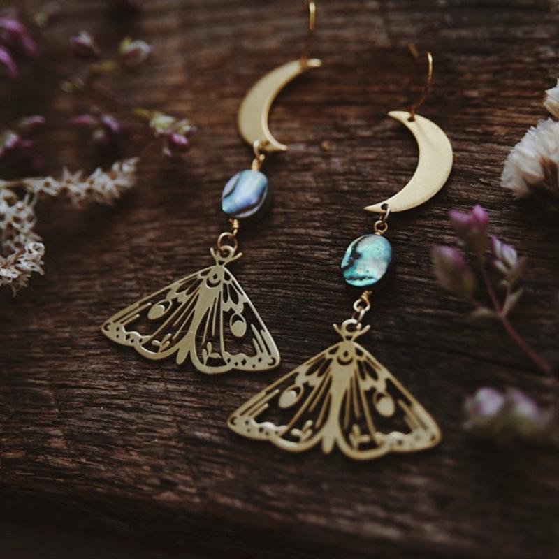 Moon & Moth Celestial Abalone Earrings