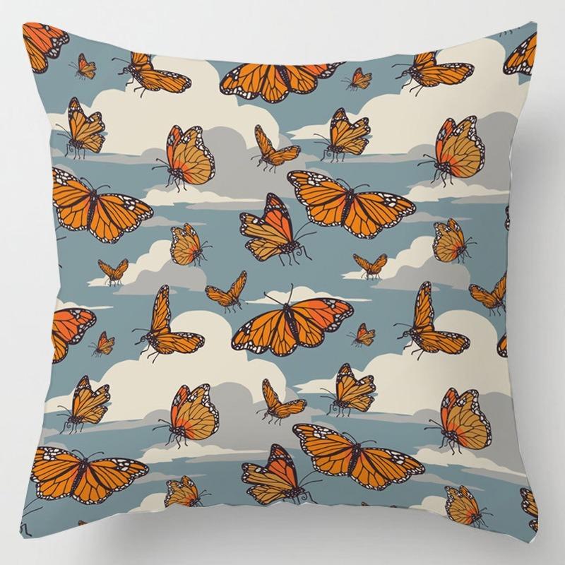 Pillow Bedside Cushion Cushion Butterfly Print Pillow Case Soft Sofa Pillow Office Chair