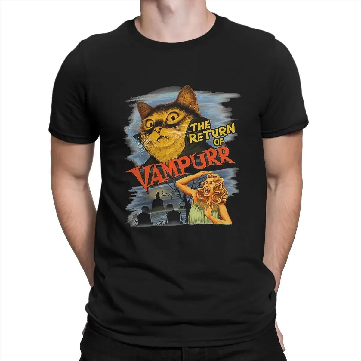 

2024 Summer Cat Vampire Men s T Shirts Cat The Return of Vampurr Funny Tees Short Sleeve Round Collar T-Shirt Cotton Tops - ... S разноцветный