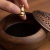 Walnut Retro Solid Wood Round Incense Burner, Soft Sandalwood Incense Burner Tea Table Decoration, Creative Birthday Gift