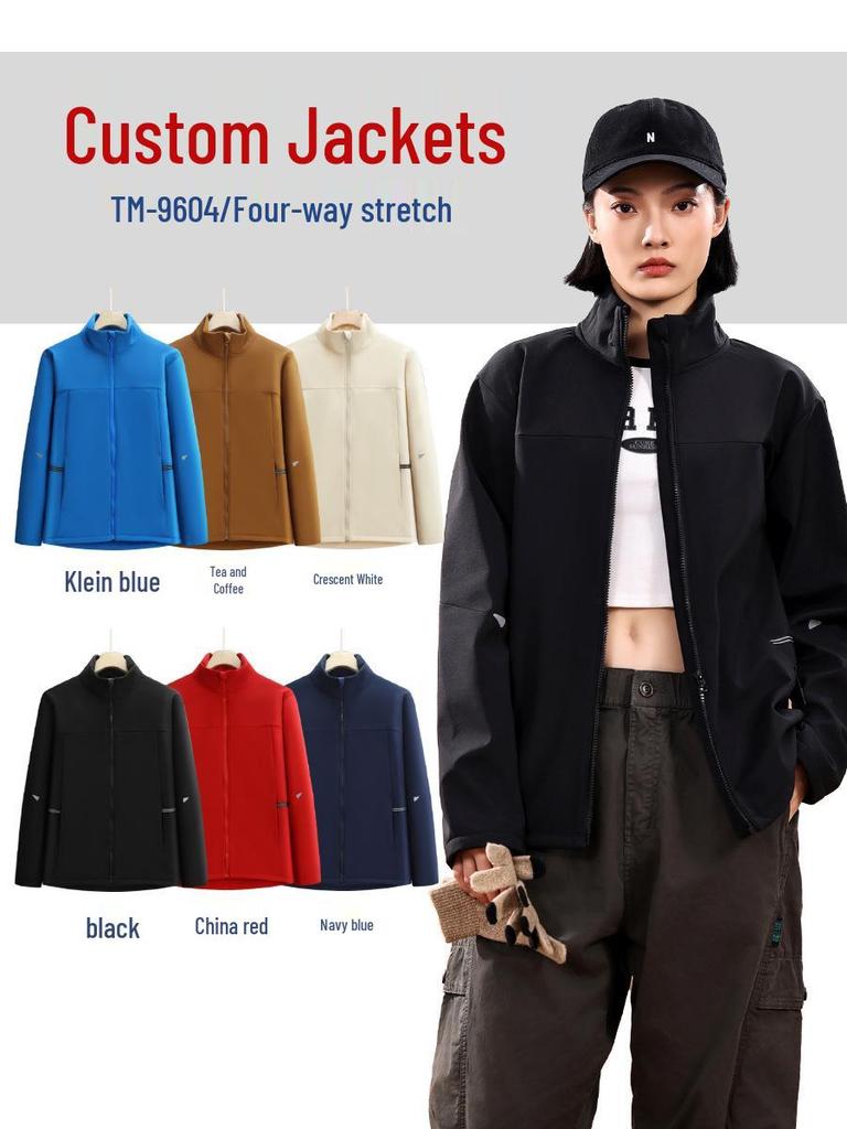 Autumn & Winter Stand Collar Velvet Windbreaker: Custom Team Outdoor Activities & Cultural Advertising Jacket.