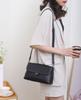 Full-Grain Leather Women's Underarm Square Bag - Lock Closure Single Shoulder Purse, Minimalist Multi-Pocket Crossbody for Work