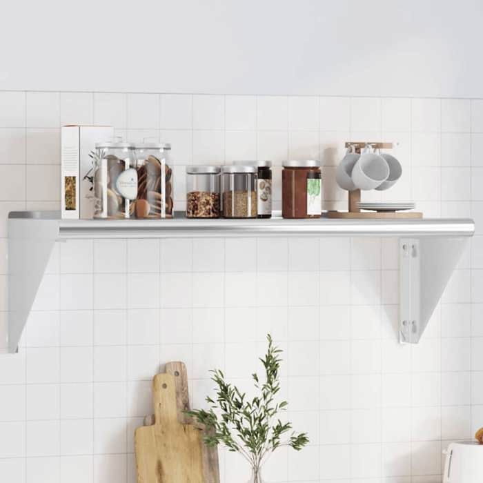 VidaXL Étagère murale 100x30x31 cm argenté acier inoxydable, étagère flottante, étagère murale d'exposition, panneau 30273