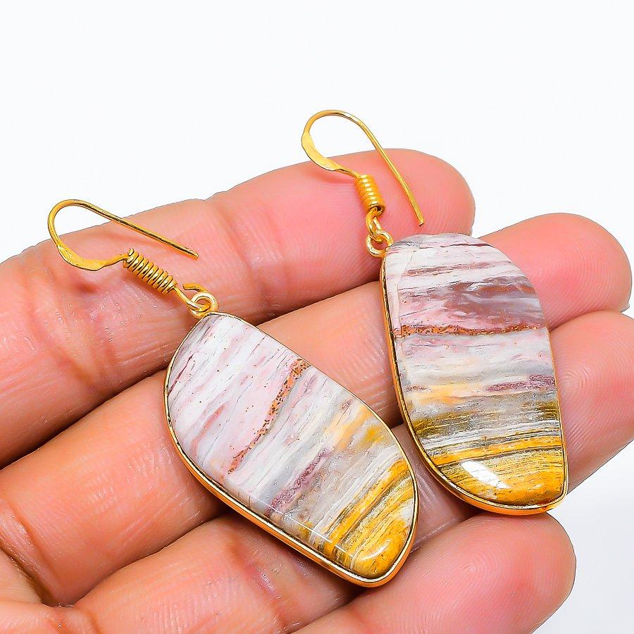 

Rhyolite Jasper Gemstone 925 Solid Sterling Silver Jewelry Earring 1.97 GK-5778