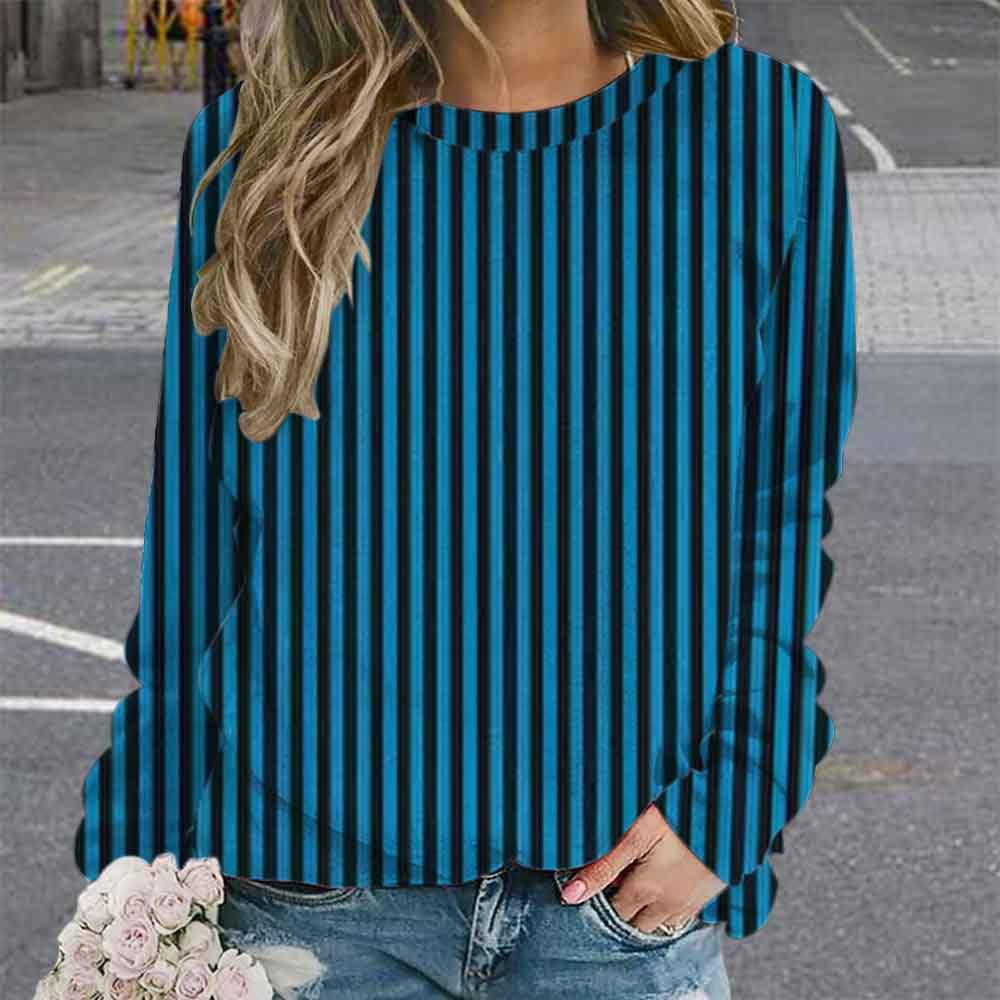Gestreiftes Damen Langarm Herbst Minimalistisches Linien Top Design Sinn Frühling Herbst Locker Lässig