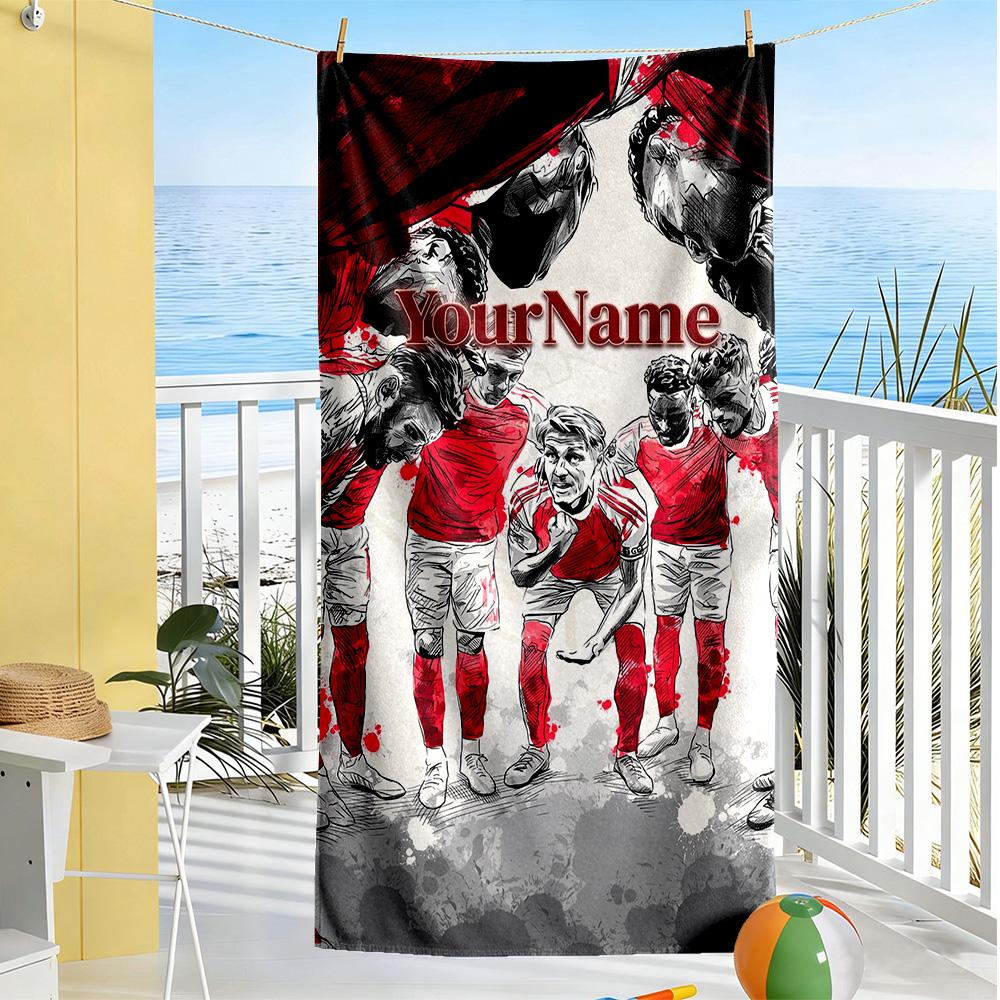 Arsenal Customize Your Name Beach Towel Super Soft & Absorbent Perfect for Traveling Yoga Camping and Swimming