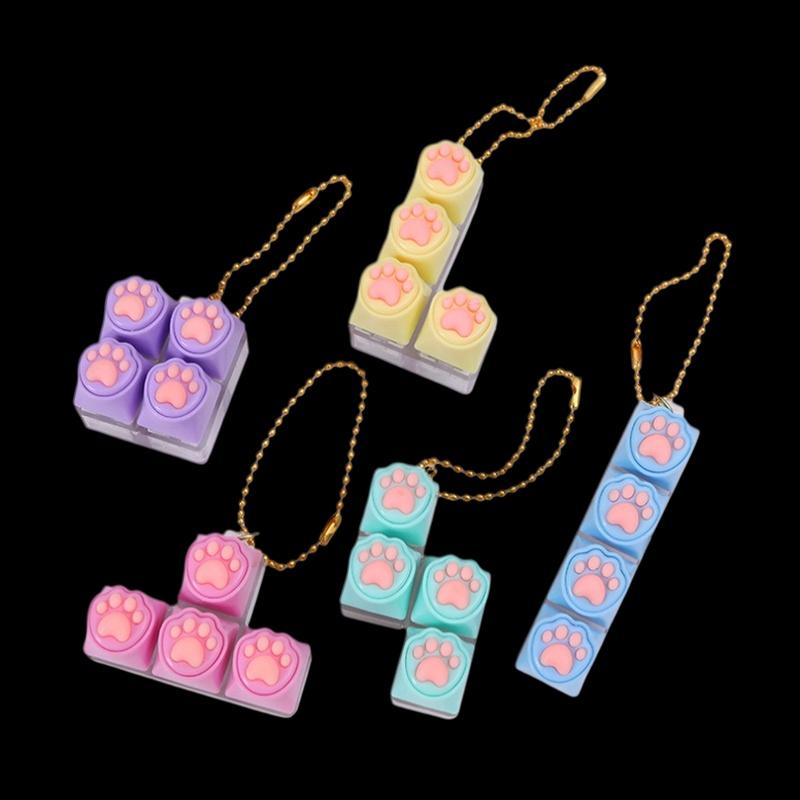 Portable Fashionable Keyboard Clicker Fidget Key Chain Set Buttons For Sensory Stress Relief Ideal For Office Travel Toy Bag