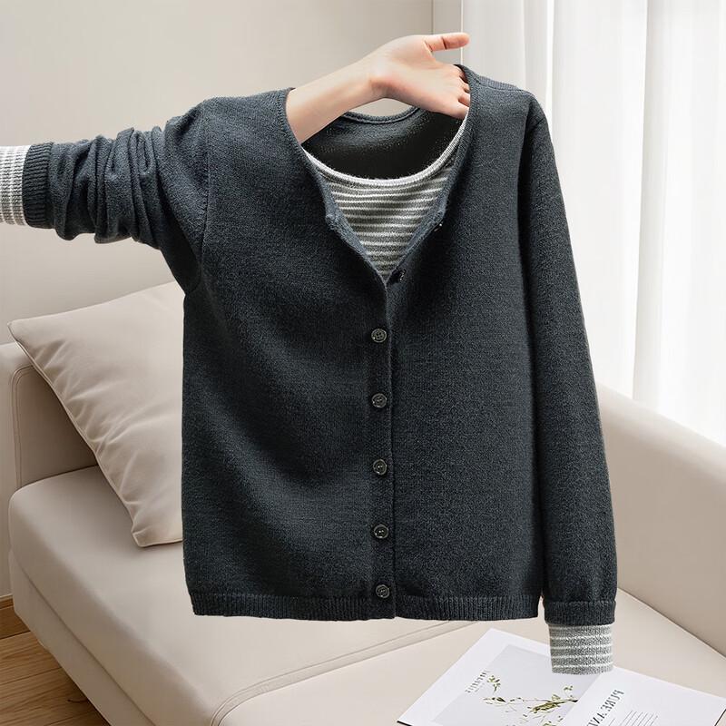 Women's Color-block Stripe Fake Two-Piece Knit Top