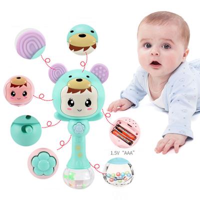 Light Baby Vocal Rattles Mobiles Change with The Rhythm LED Glowing Hand Rattle Music Sand Hammer Soft Teether Baby Toys