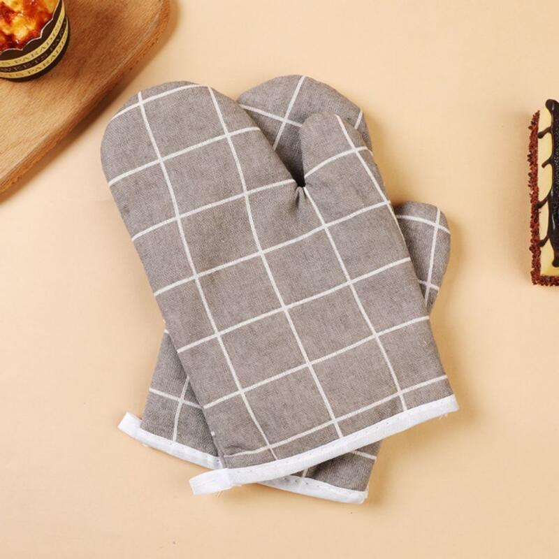 Linen kitchen gloves beige check 1P Beige check