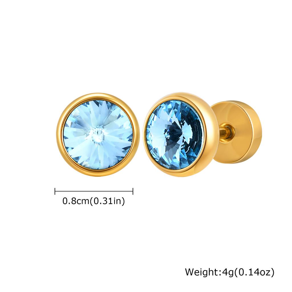 Anti Allergy Round Zircon Stud Earring for Men,AAA CZ Stone Stainless Steel Ear Stud,Hip Hop Classic Jewelry Gift