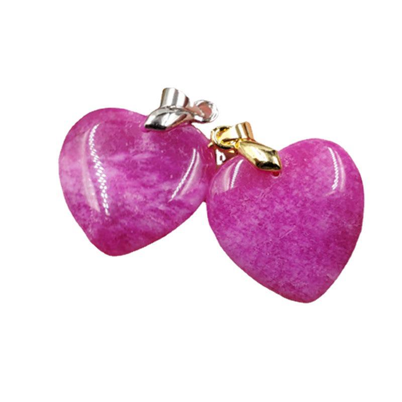 Jade & Pink Quartz Heart-Shaped Pendant Necklace