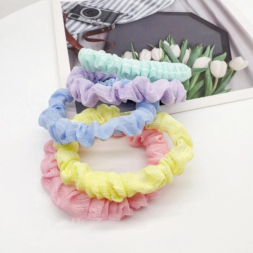 Candy Color Wrinkle Hair Band Korean High Elastic Silk Headband Ponytail Small Intestine Loop Cream Rubber Band