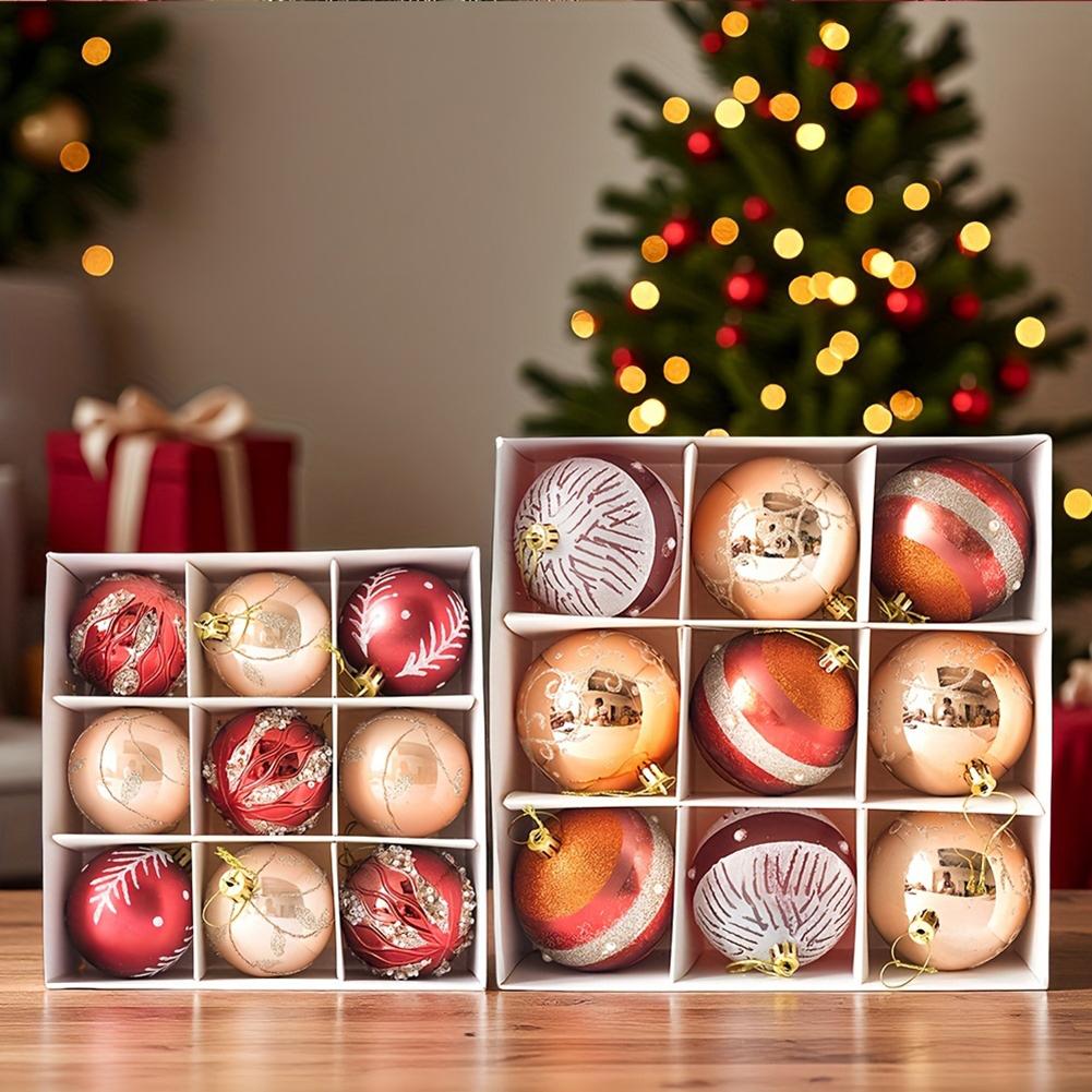 Red White Gold Christmas Baubles 9pcs 6cm Christmas Tree Ball Ornaments Christmas Crafts Supplies Christmas Decorations