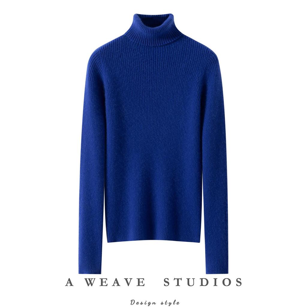 Women's High Neck 100% Pure Cashmere Sweater - Thickened, Slimming, Warm Knit Base Layer